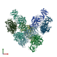 PDB entry 3aie coloured by chain, front view.