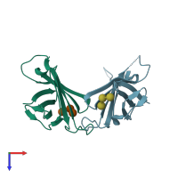 PDB entry 3aih coloured by chain, top view.