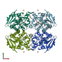 PDB entry 3ain coloured by chain, front view.