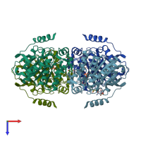 PDB entry 3ain coloured by chain, top view.