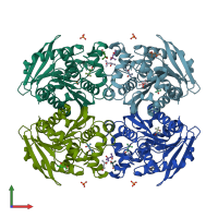 PDB entry 3aio coloured by chain, front view.