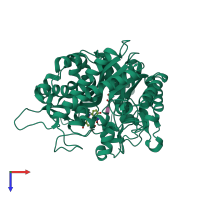 PDB entry 3aiw coloured by chain, top view.