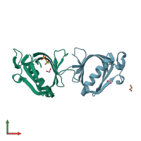 PDB entry 3aj4 coloured by chain, front view.