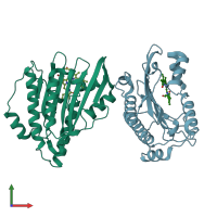 PDB entry 3ajh coloured by chain, front view.