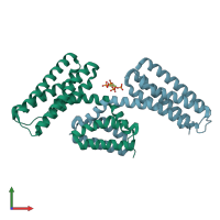 PDB entry 3ajm coloured by chain, front view.