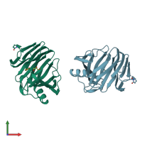 PDB entry 3akt coloured by chain, front view.