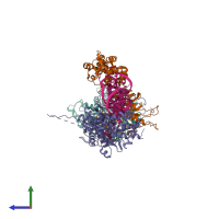 PDB entry 3al0 coloured by chain, side view.