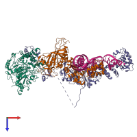 PDB entry 3al0 coloured by chain, top view.