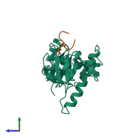 PDB entry 3al3 coloured by chain, side view.