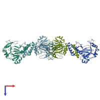 PDB entry 3al5 coloured by chain, top view.