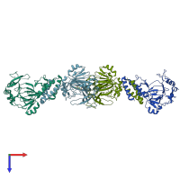 PDB entry 3al6 coloured by chain, top view.