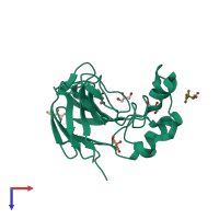 PDB entry 3al7 coloured by chain, top view.