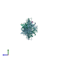 PDB entry 3al9 coloured by chain, side view.