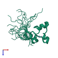 PDB entry 3alc coloured by chain, ensemble of 17 models, top view.