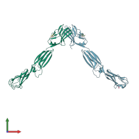 PDB entry 3alp coloured by chain, front view.