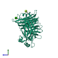 PDB entry 3alw coloured by chain, side view.