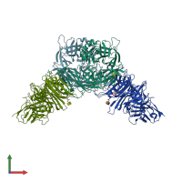 PDB entry 3alx coloured by chain, front view.