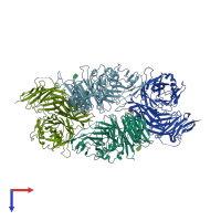 PDB entry 3alx coloured by chain, top view.
