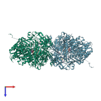 PDB entry 3am9 coloured by chain, top view.