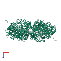 Xanthine dehydrogenase/oxidase in PDB entry 3am9, assembly 1, top view.