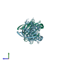 PDB entry 3amh coloured by chain, side view.