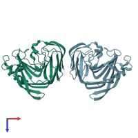 PDB entry 3amh coloured by chain, top view.