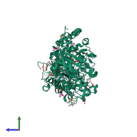 PDB entry 3aml coloured by chain, side view.