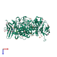 PDB entry 3aml coloured by chain, top view.