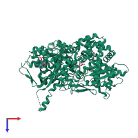 PDB entry 3amv coloured by chain, top view.