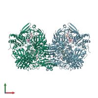 PDB entry 3amz coloured by chain, front view.