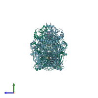 PDB entry 3amz coloured by chain, side view.