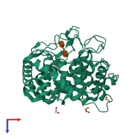 PDB entry 3ank coloured by chain, top view.