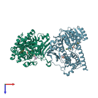 PDB entry 3anl coloured by chain, top view.