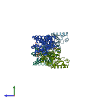 PDB entry 3anp coloured by chain, side view.