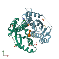 PDB entry 3ao5 coloured by chain, front view.