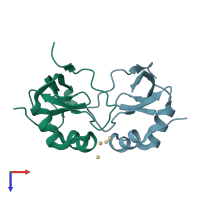 PDB entry 3ao9 coloured by chain, top view.
