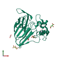 PDB entry 3aok coloured by chain, front view.