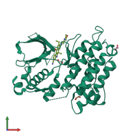 PDB entry 3aox coloured by chain, front view.