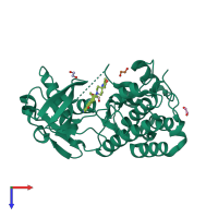 PDB entry 3aox coloured by chain, top view.