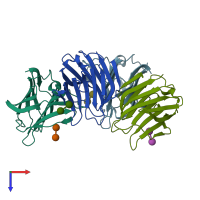 PDB entry 3ap4 coloured by chain, top view.