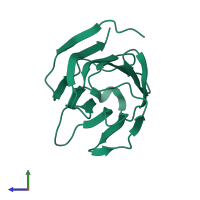 PDB entry 3ap5 coloured by chain, side view.