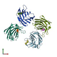 PDB entry 3ap6 coloured by chain, front view.