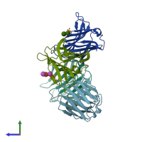 PDB entry 3ap6 coloured by chain, side view.