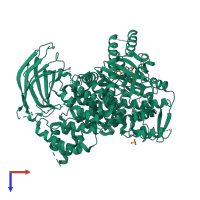 PDB entry 3apc coloured by chain, top view.