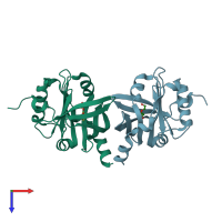 PDB entry 3apu coloured by chain, top view.