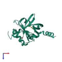 PDB entry 3apx coloured by chain, top view.