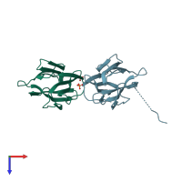 PDB entry 3aqg coloured by chain, top view.