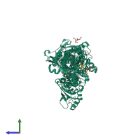 PDB entry 3ar3 coloured by chain, side view.