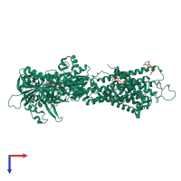 PDB entry 3ar3 coloured by chain, top view.