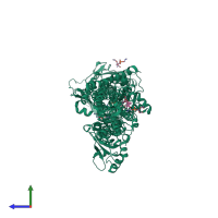 PDB entry 3ar4 coloured by chain, side view.